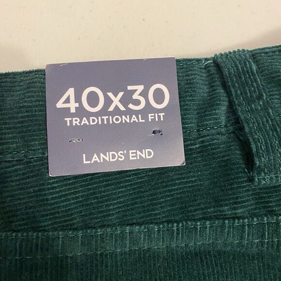 Lands End Mens 40x30 Green Traditional Fit Corduroy Pants Holidays Work Wear New - Picture 5 of 8